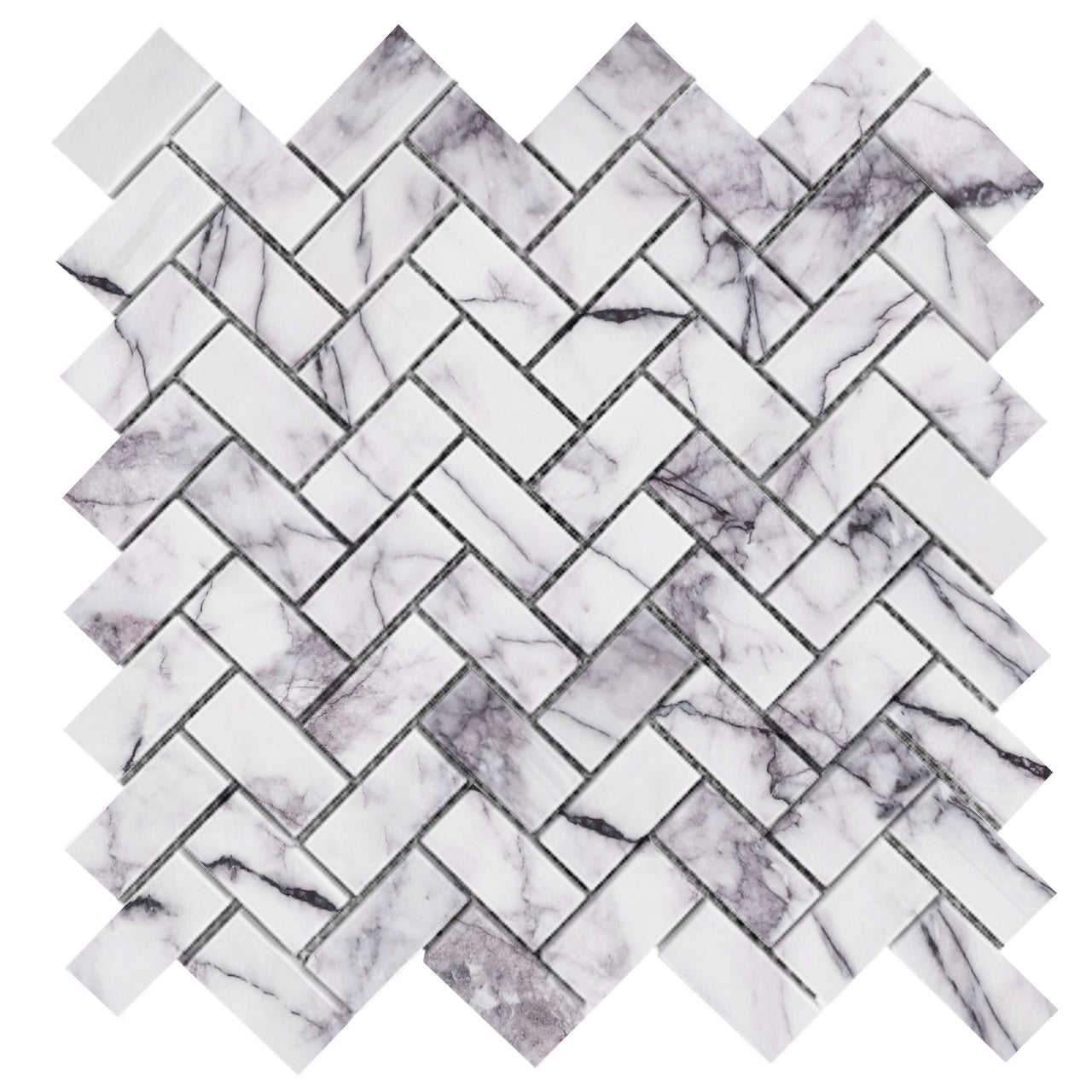 Lilac Marble 1" x 2" Herringbone Mosaic Tile Honed