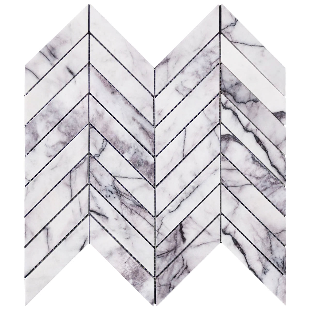 Lilac Marble 1" x 4" Chevron Mosaic Tile Honed