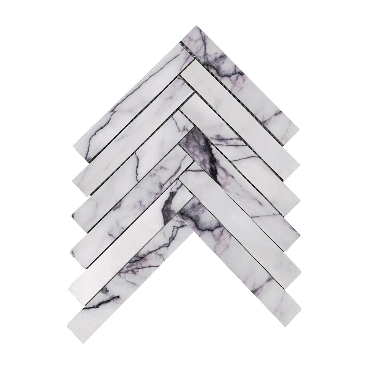 Lilac Marble 1" x 6" Herringbone Mosaic Tile Polished