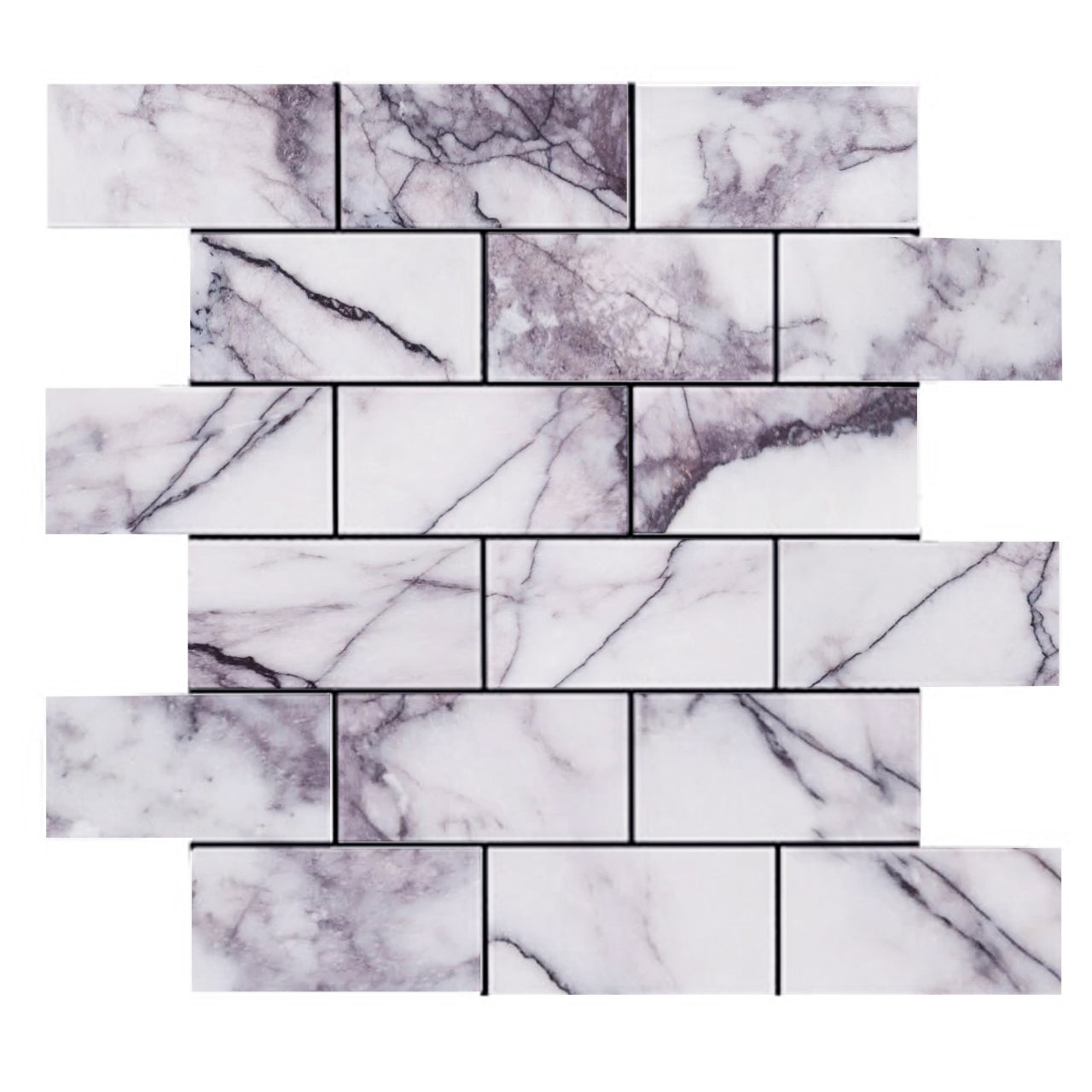 Lilac Marble 2" x 4" Subway Mosaic Tile Polished