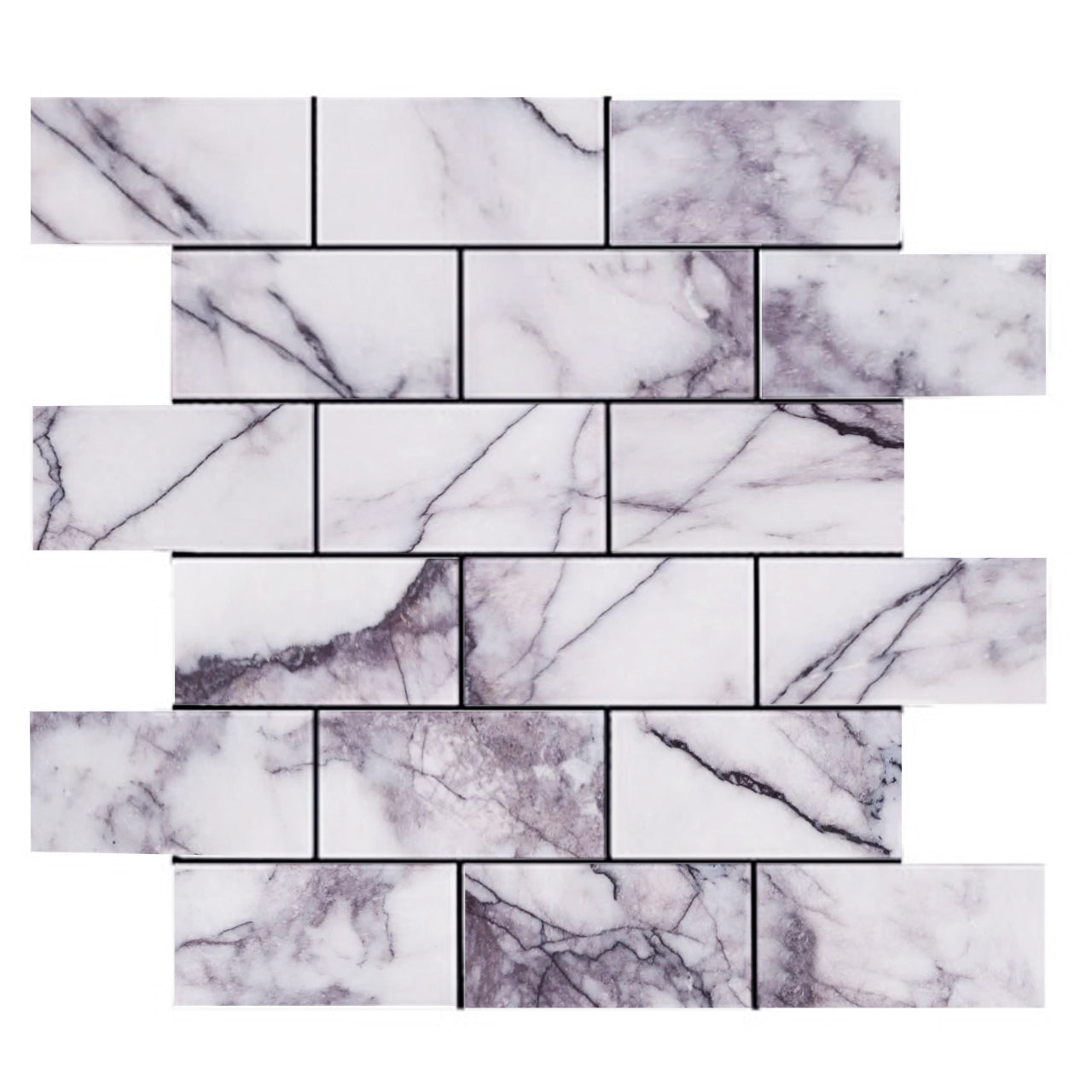 Lilac Marble 2" x 4" Subway Mosaic Tile Honed