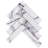 Lilac Marble 2" x 8" Herringbone Mosaic Tile Polished