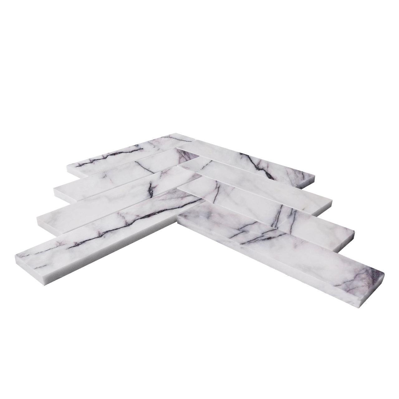 Lilac Marble 2" x 8" Herringbone Mosaic Tile Honed