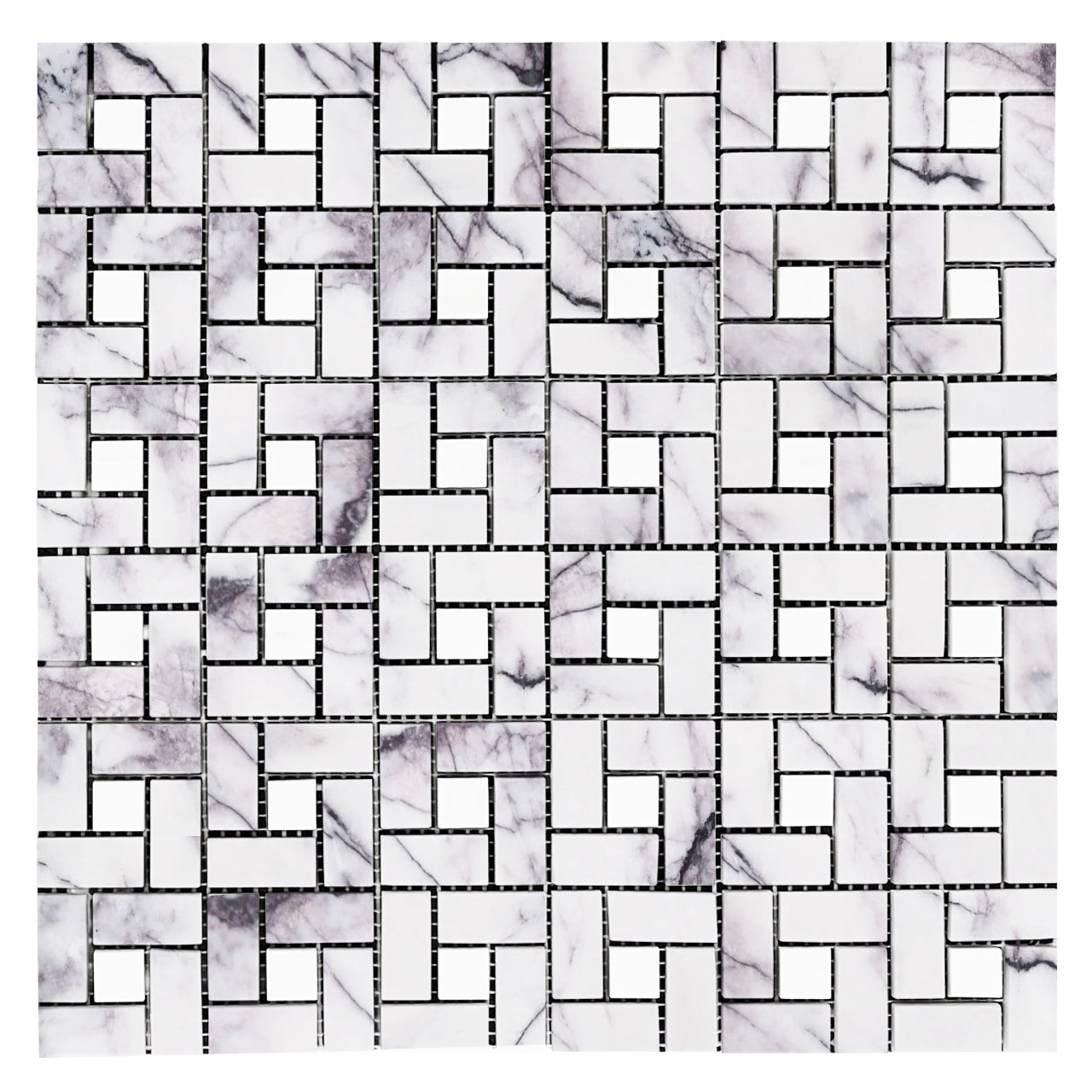 Lilac Marble Target Pinwheel Mosaic Tile with Dolomite Dots Polished