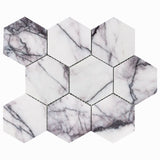 Lilac Marble 4" Hexagon Mosaic Tile Polished