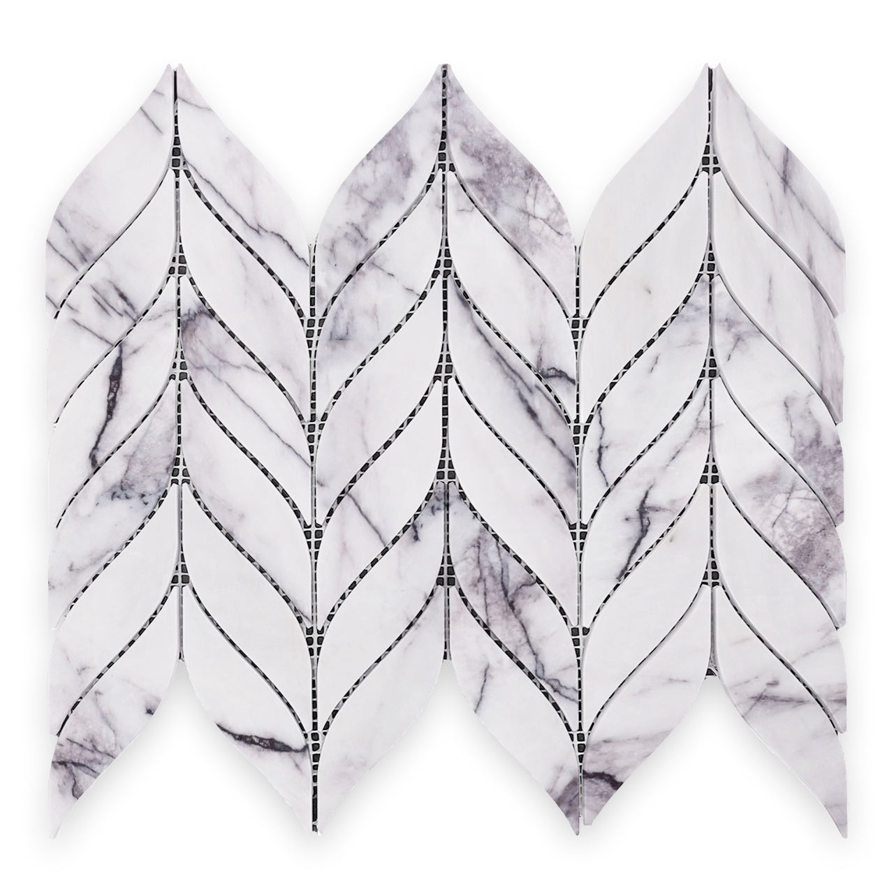 Lilac Marble Leaf Shape Mosaic Tile Polished