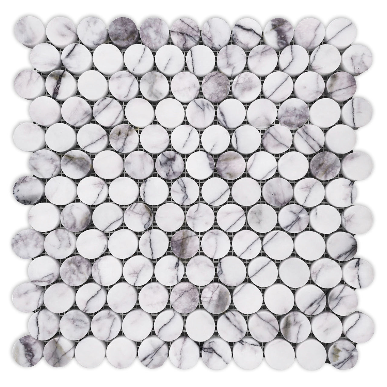 Lilac Marble Penny Round Mosaic Tile Polished