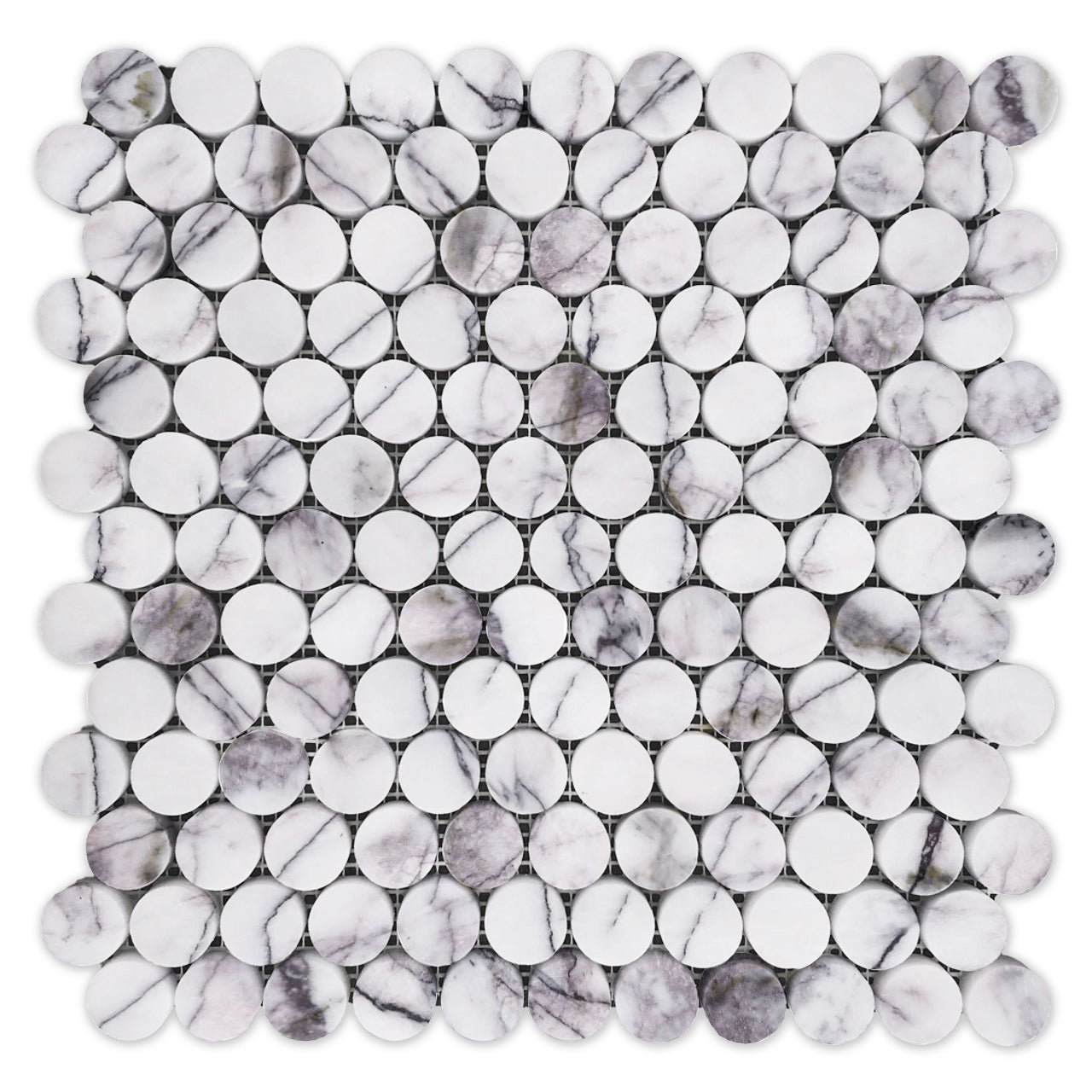 Lilac Marble Penny Round Mosaic Tile Honed