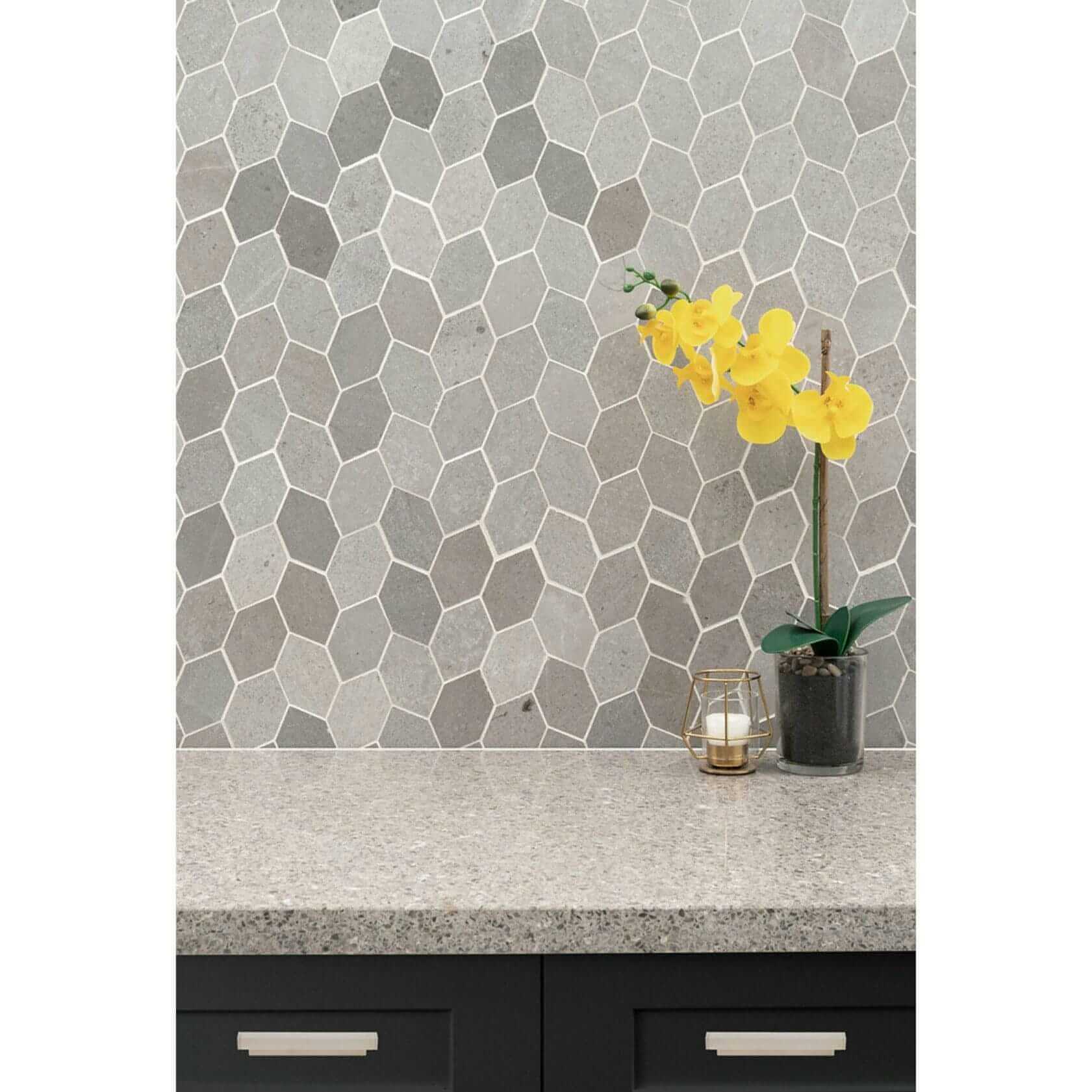 Lilly Pad Mosaic Honed Limestone Mosaic Tile 12.6 x 11.15