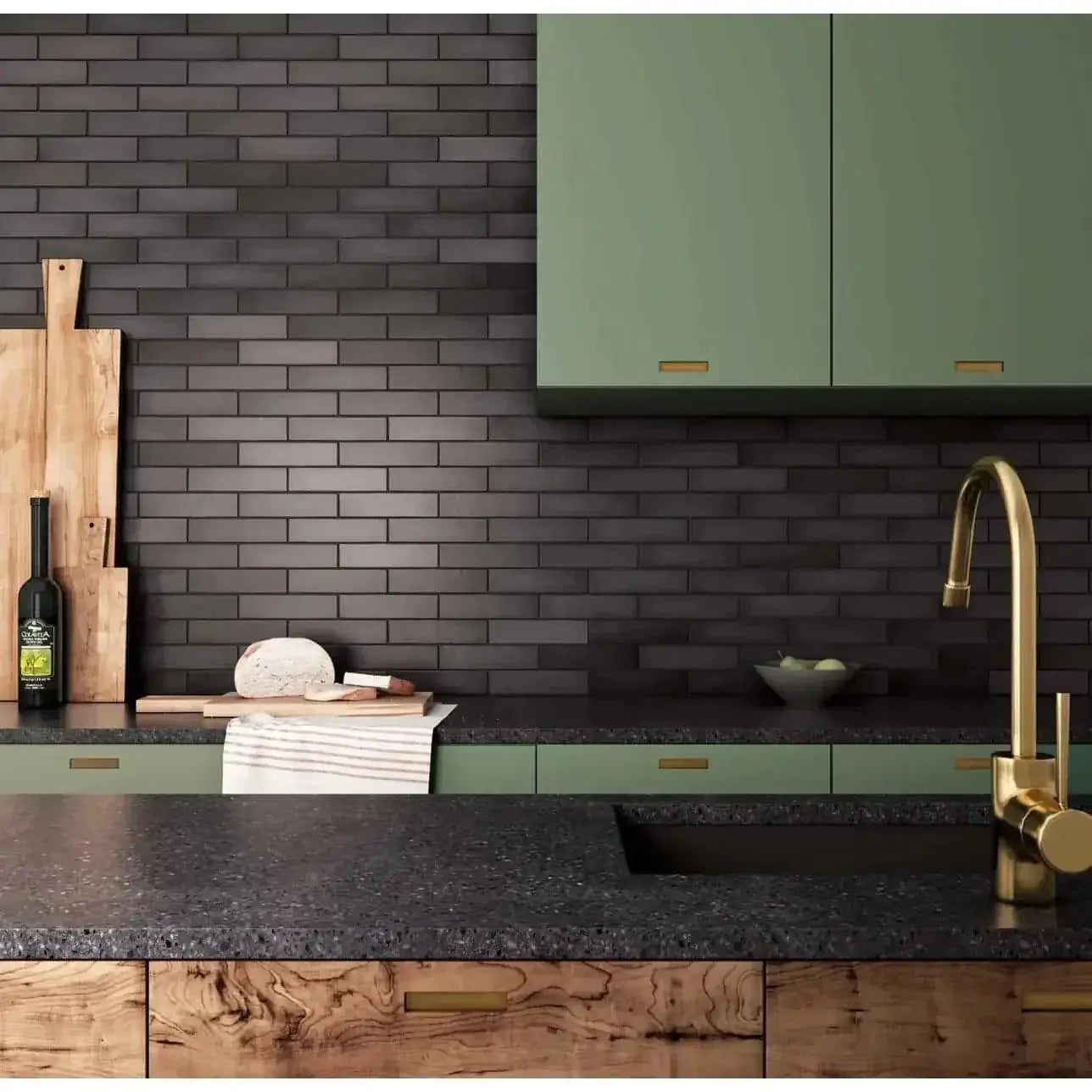 Makoto 2.5" x 10" Matte Ceramic Wall Tile in Kuroi Black