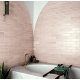 Makoto 2.5" x 10" Matte Ceramic Wall Tile in Momoiro Blush
