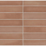 Makoto 2.5" x 10" Matte Ceramic Wall Tile in Umi Terracotta