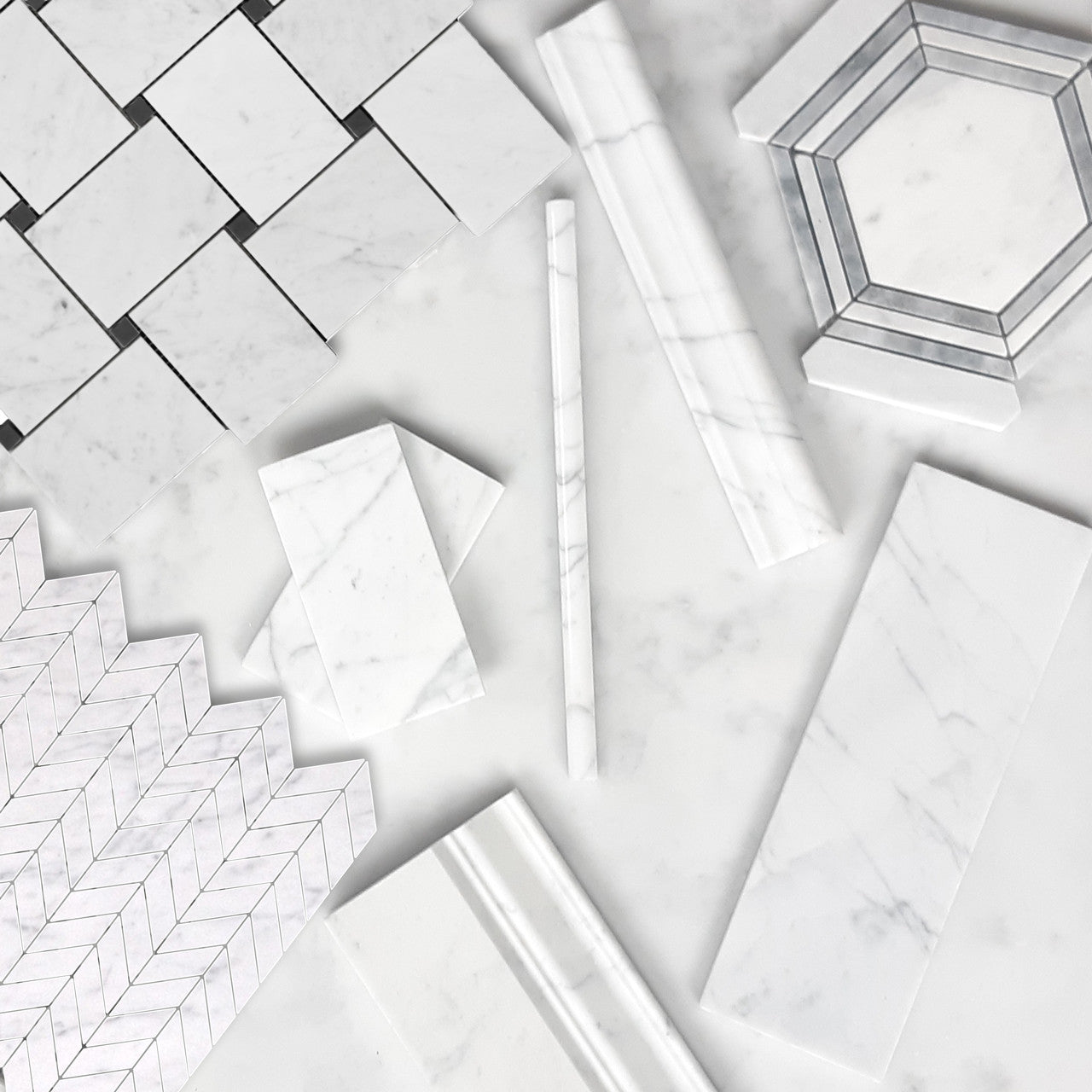 Carrara White Italian Marble 6" x 6" Tile Honed