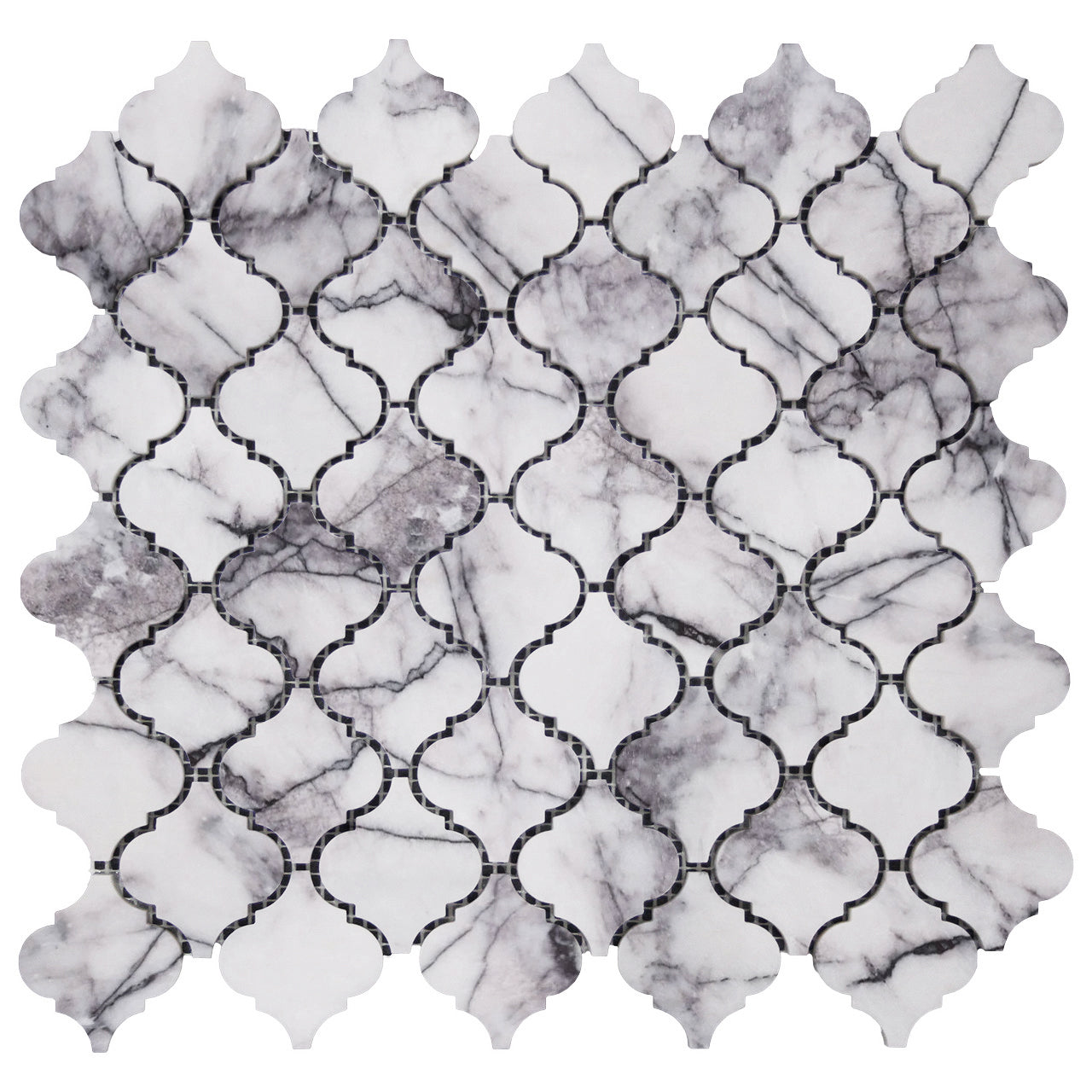 Lilac Marble Arabesque Baroque Mini Lantern Mosaic Tile Honed