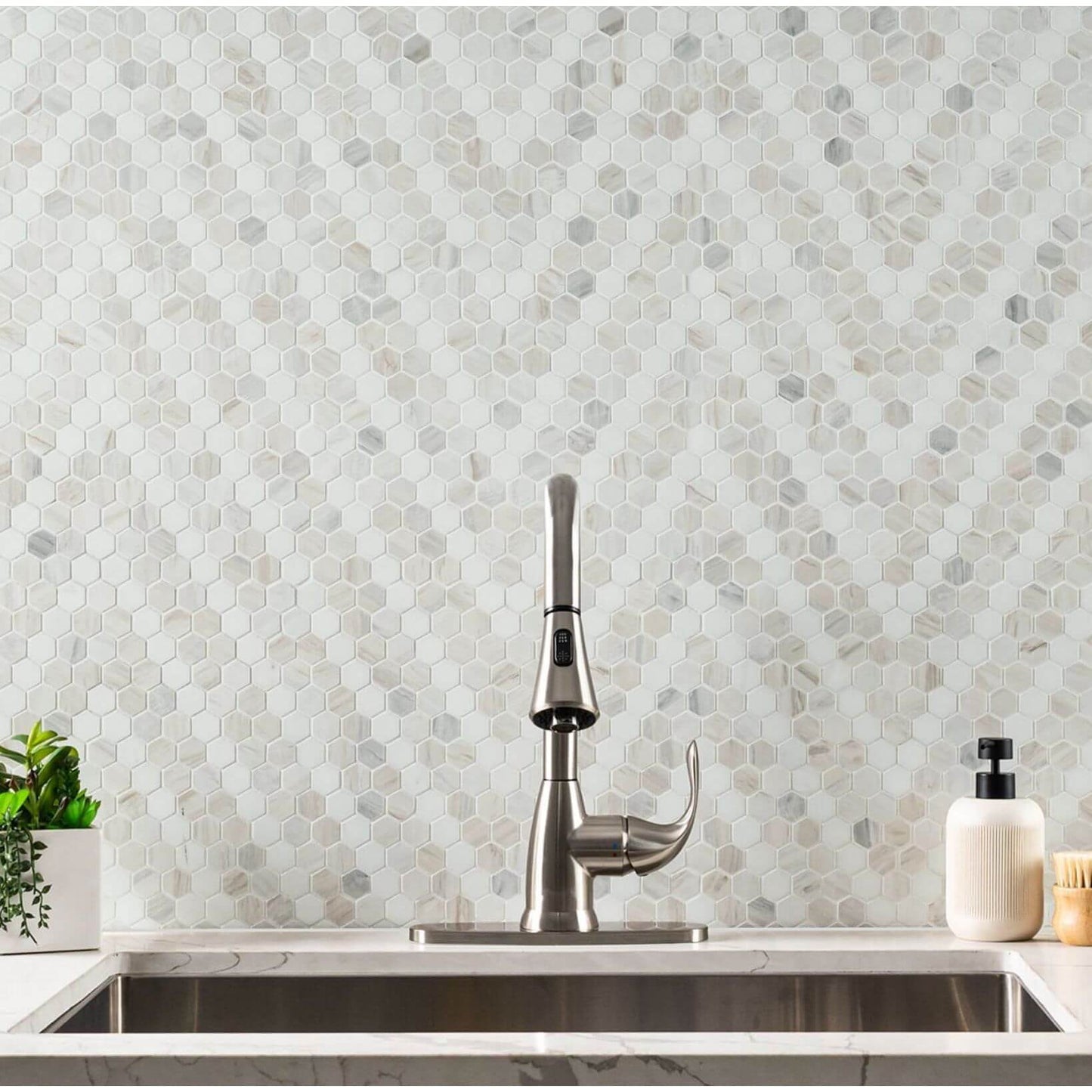 MSI 1” Angora Sazi Polished Hexagon Mosaic
