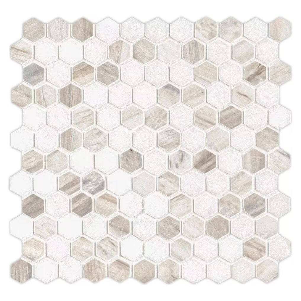 MSI 1” Angora Tibi Polished Hexagon Polished Mosaic