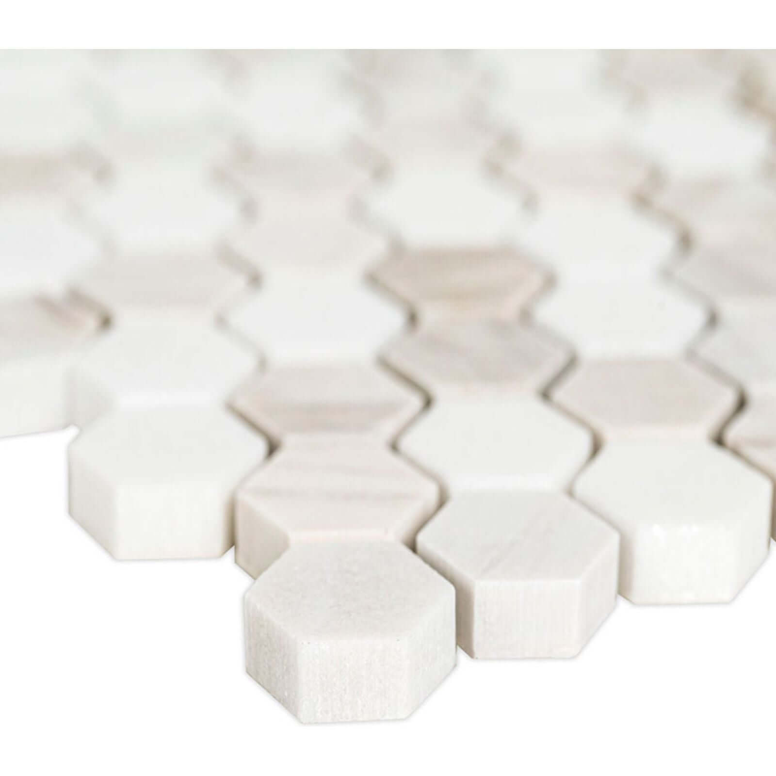 MSI 1” Angora Tibi Polished Hexagon Polished Mosaic