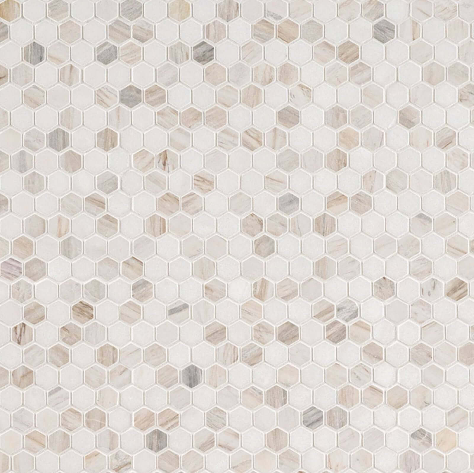 MSI 1” Angora Tibi Polished Hexagon Polished Mosaic