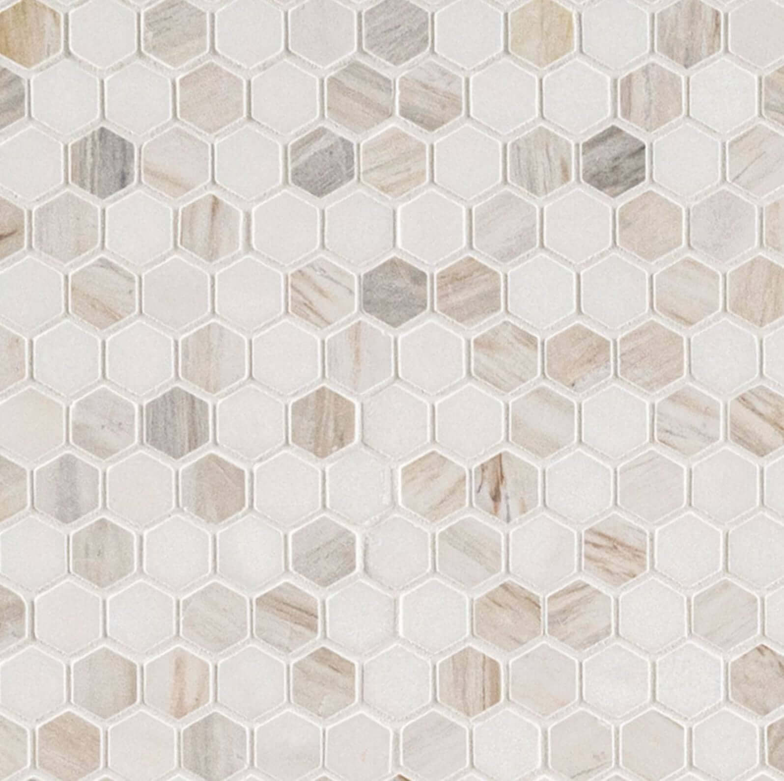 MSI 1” Angora Tibi Polished Hexagon Polished Mosaic