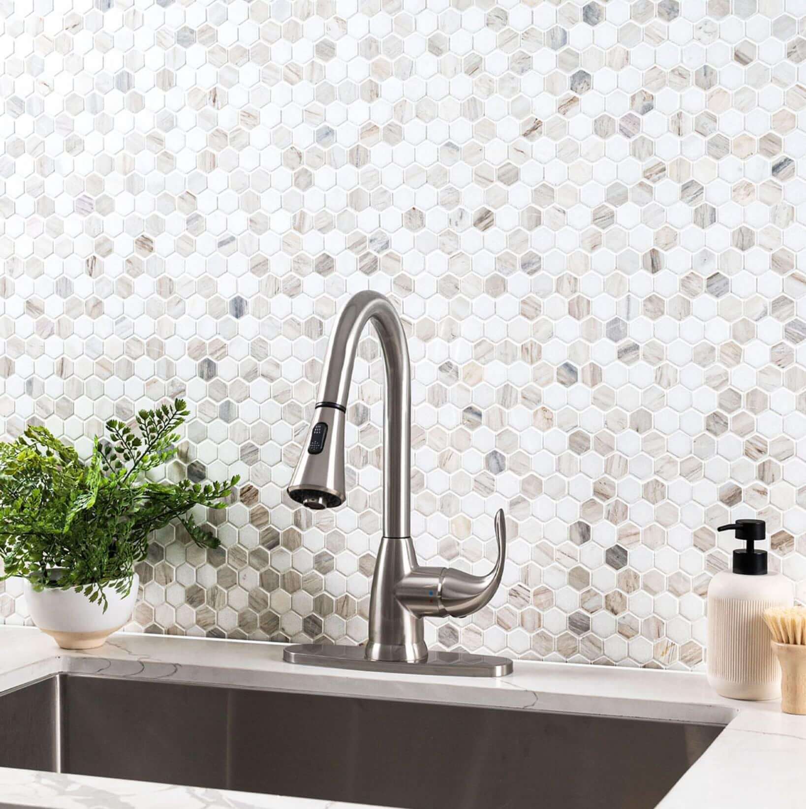 MSI 1” Angora Tibi Polished Hexagon Polished Mosaic
