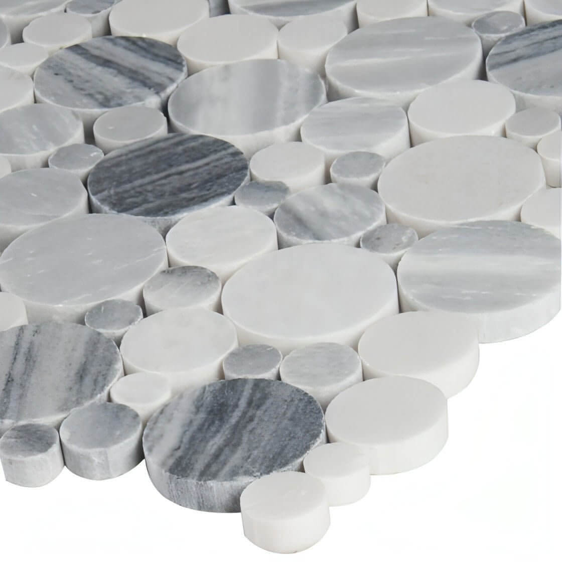 MSI Alaska Gray Pebbles 12 in. x 12 in. x 10mm Polished Marble Tile