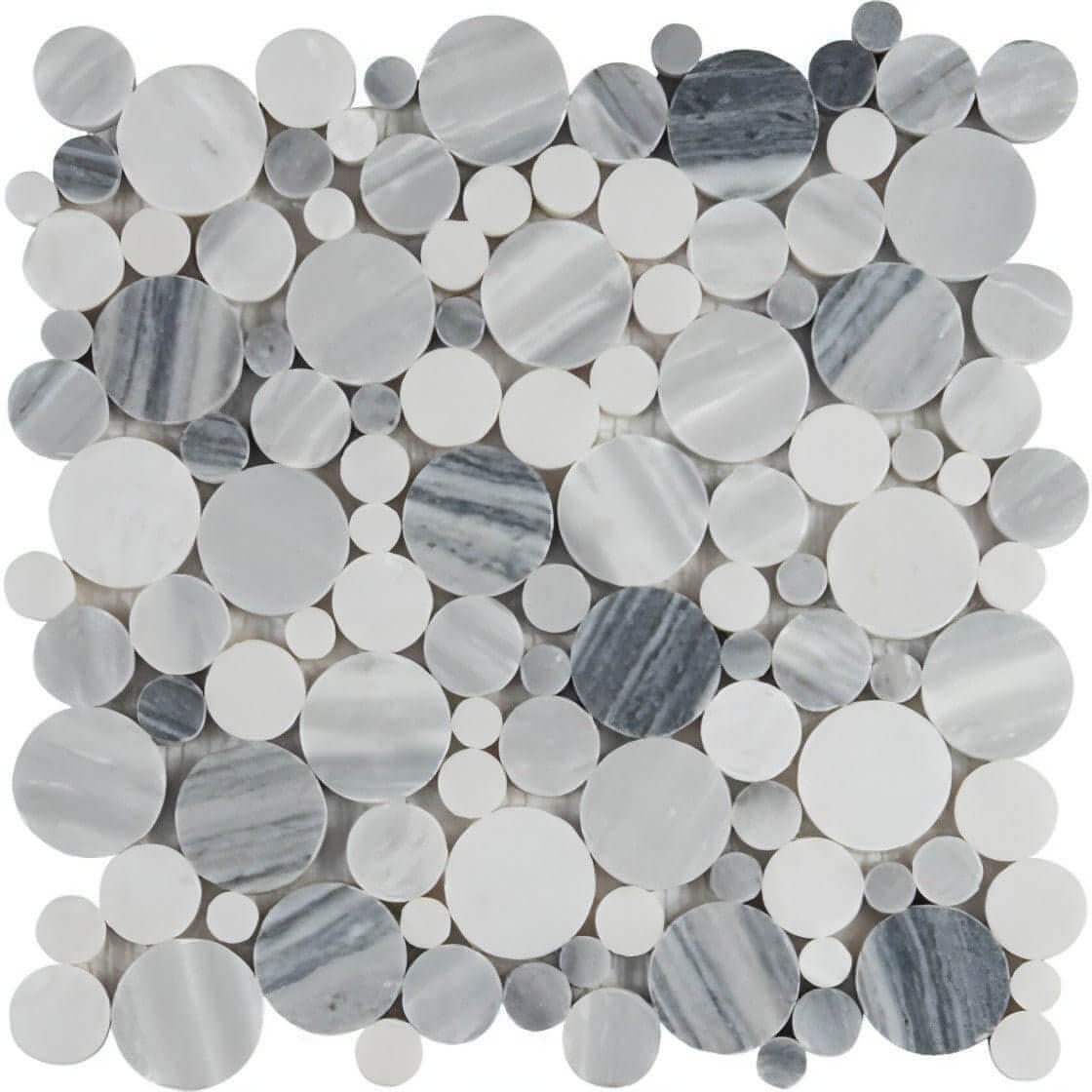 MSI Alaska Gray Pebbles 12 in. x 12 in. x 10mm Polished Marble Tile