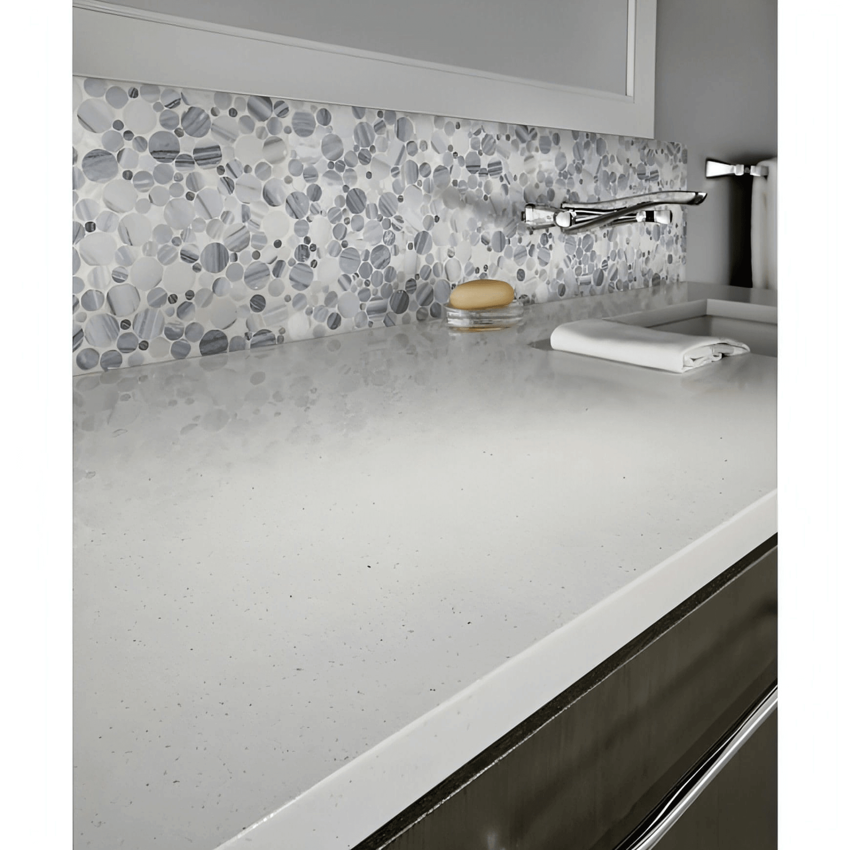 MSI Alaska Gray Pebbles 12 in. x 12 in. x 10mm Polished Marble Tile