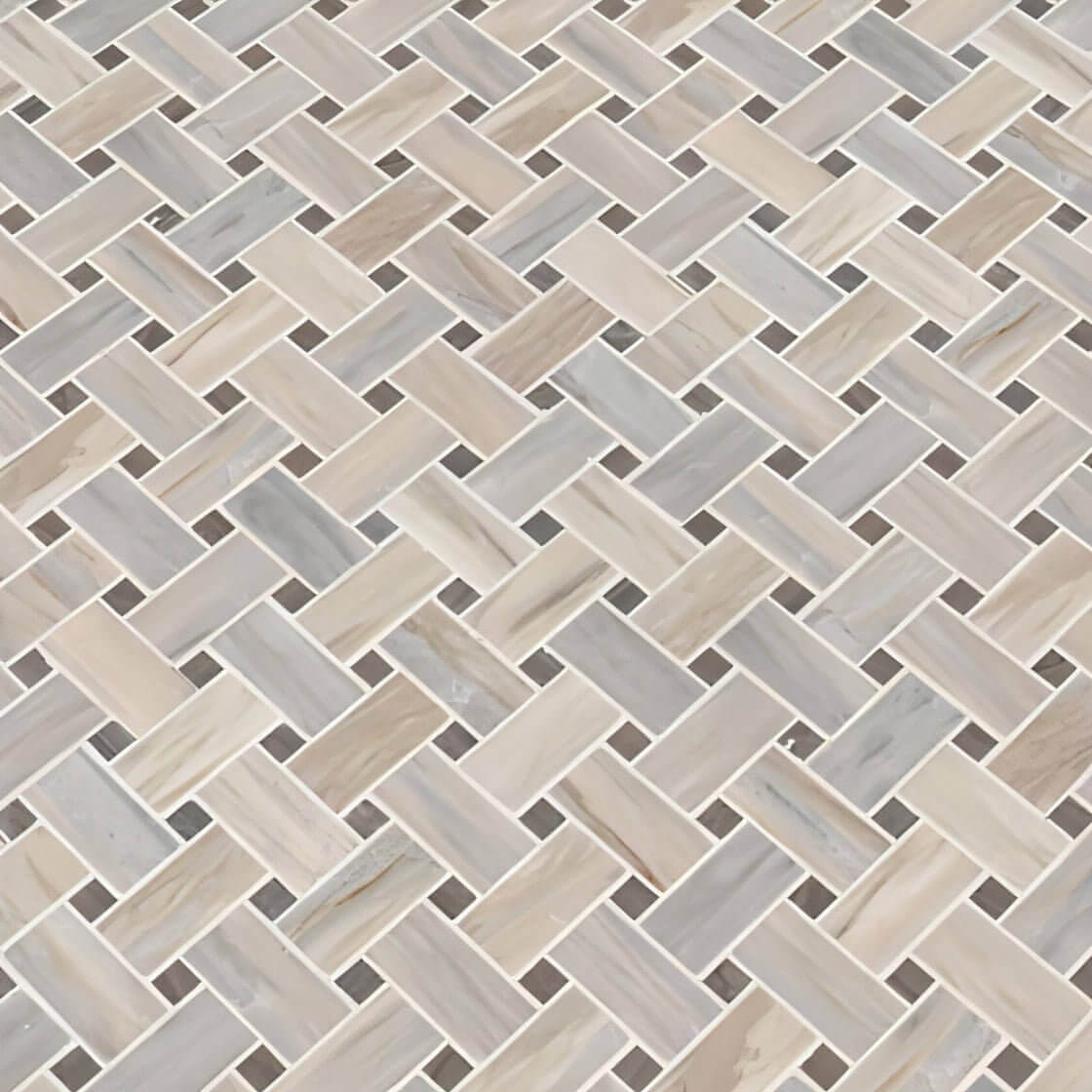 MSI Angora 12x12 Polished Basketweave Mosaic Tile