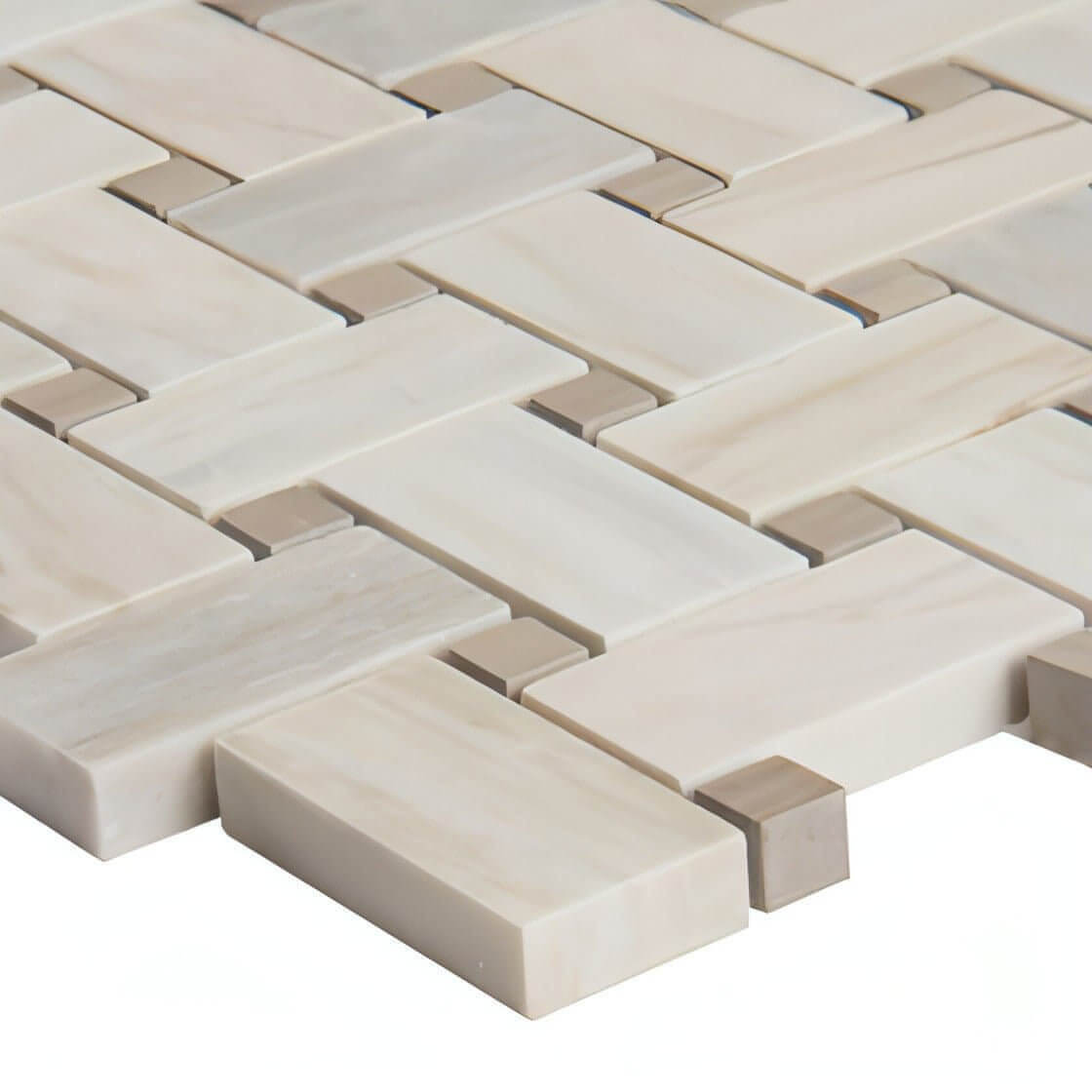 MSI Angora 12x12 Polished Basketweave Mosaic Tile