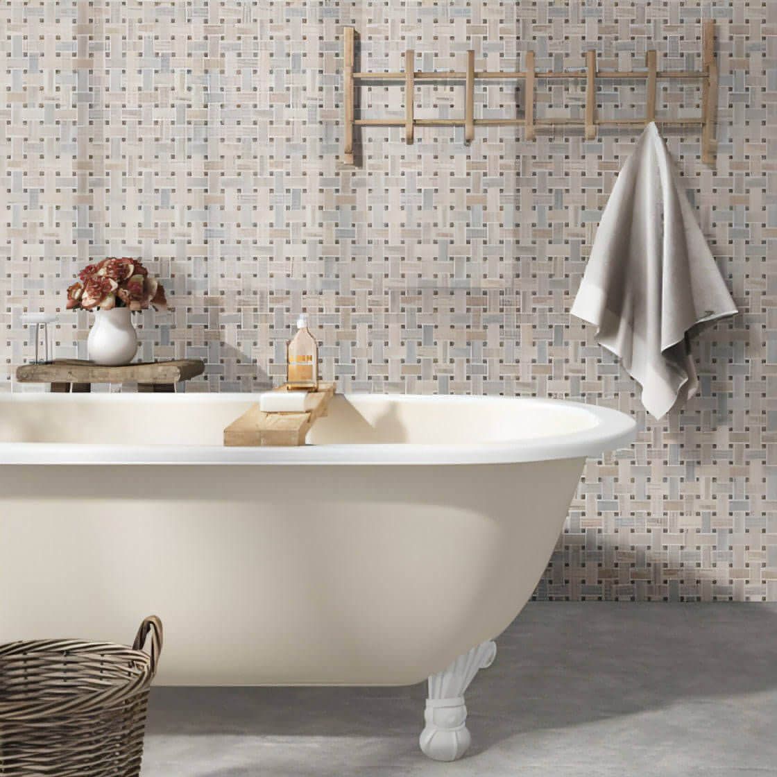 MSI Angora 12x12 Polished Basketweave Mosaic Tile
