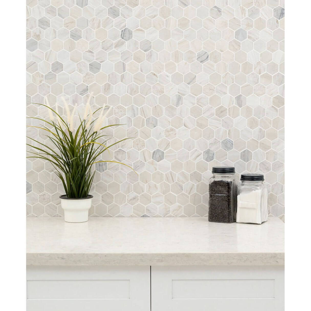 MSI Angora Polished 2" Hexagon Mosaic Tile