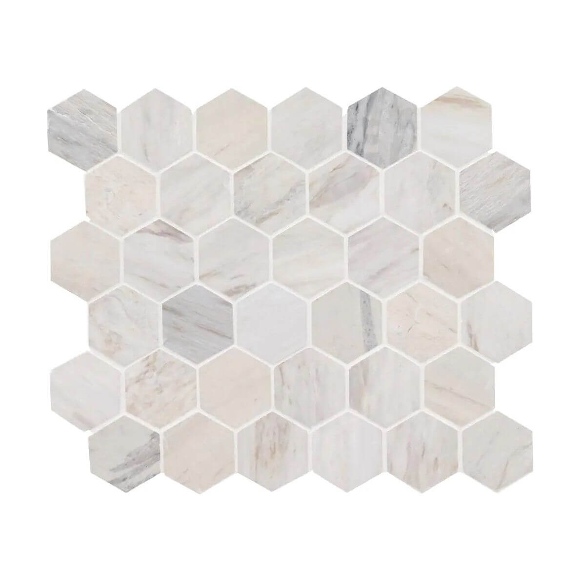 MSI Angora Polished 2" Hexagon Mosaic Tile