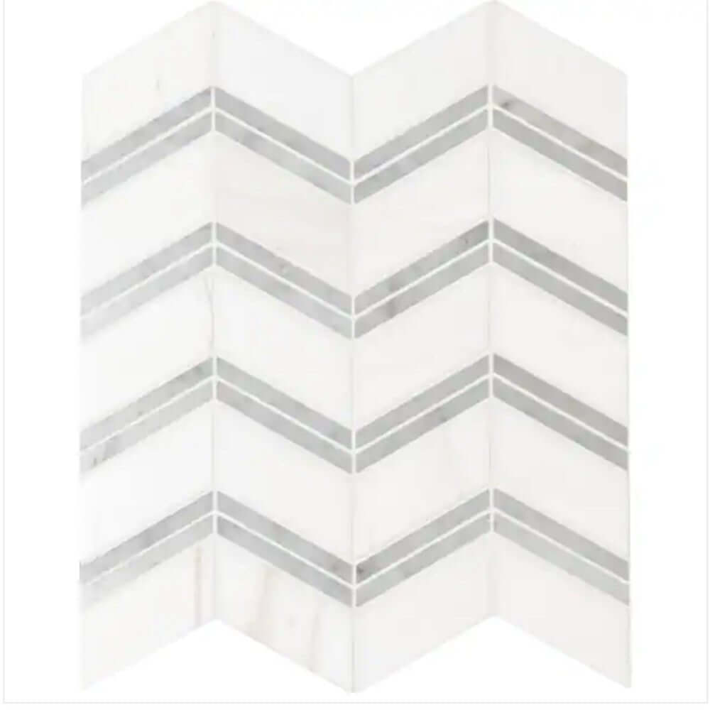 MSI Bianco Dolomite Chevron 12X12 Polished Marble Mosai
