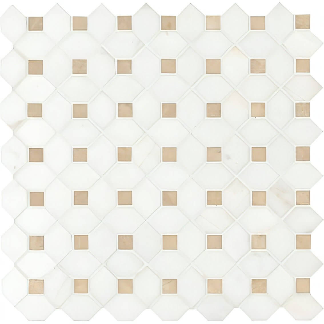 MSI Bianco Dolomite Crema Dotty Polished Marble Mosaic