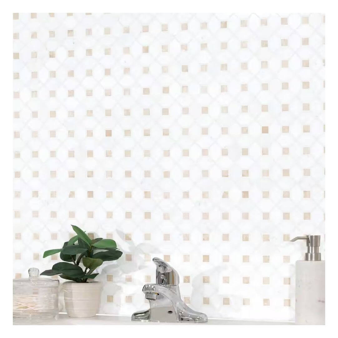 MSI Bianco Dolomite Crema Dotty Polished Marble Mosaic