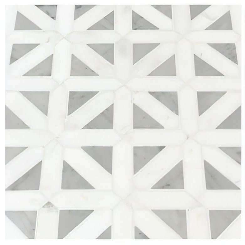 MSI Bianco Dolomite Geometrica 12x12 x10mm Polished Marble Mosaic Tile