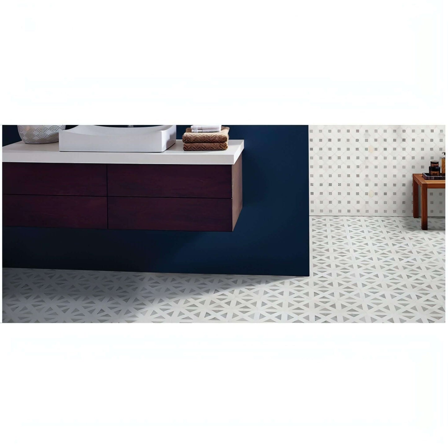 MSI Bianco Dolomite Geometrica 12x12 x10mm Polished Marble Mosaic Tile