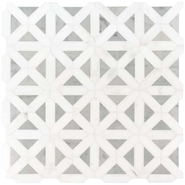 MSI Bianco Dolomite Geometrica 12x12 x10mm Polished Marble Mosaic Tile