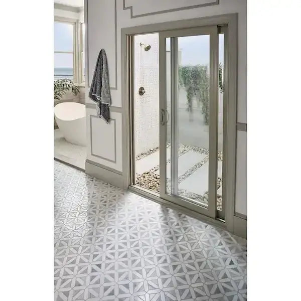 MSI Bianco Dolomite Geometrica 12x12 x10mm Polished Marble Mosaic Tile