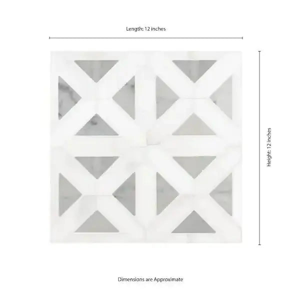 MSI Bianco Dolomite Geometrica 12x12 x10mm Polished Marble Mosaic Tile