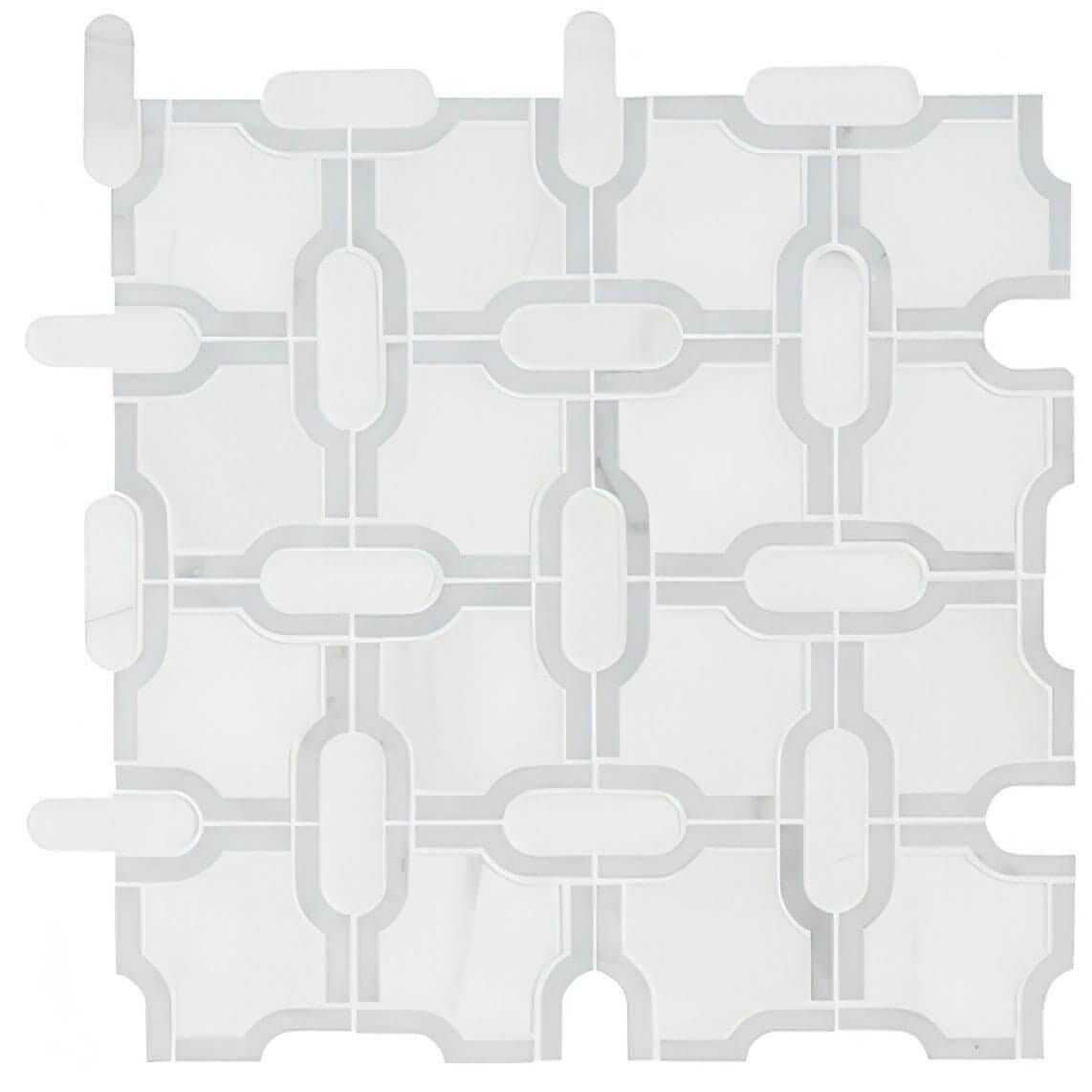 MSI Bianco Gridwork 12x12 Polished Marble Mosaic Tile