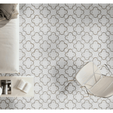 MSI Bianco Quatrefoil 12 in. x 12 in. x 10mm Polished Marble Mesh-Mounted Mosaic Tile