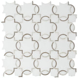 MSI Bianco Quatrefoil 12 in. x 12 in. x 10mm Polished Marble Mesh-Mounted Mosaic Tile