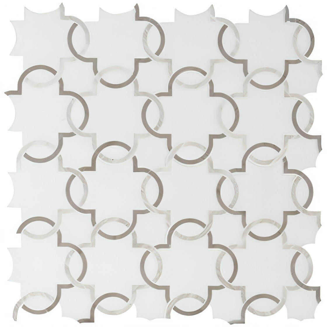 MSI Bianco Quatrefoil 12 in. x 12 in. x 10mm Polished Marble Mesh-Mounted Mosaic Tile