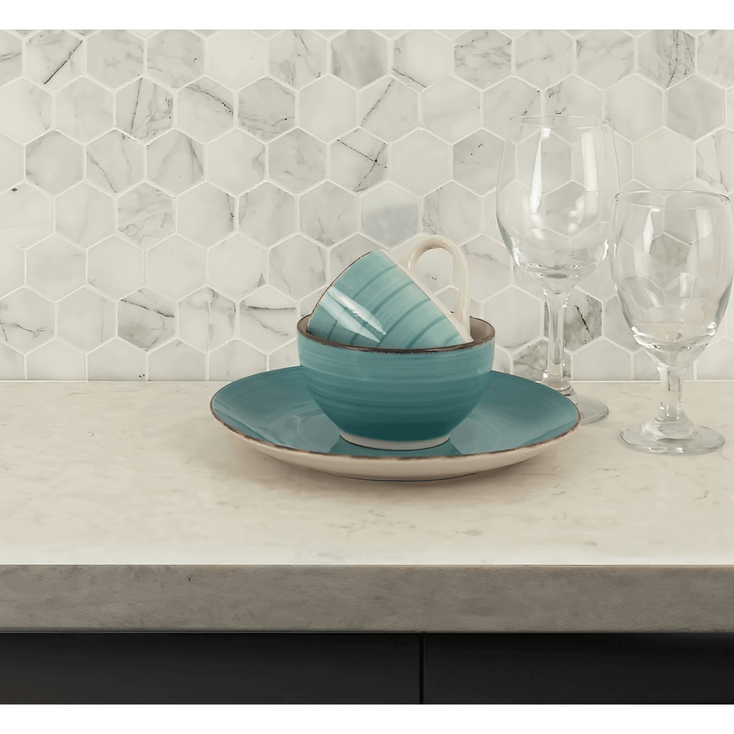MSI Calacatta Cressa 2" Hexagon 12x12x 10mm Honed Marble Mosaic