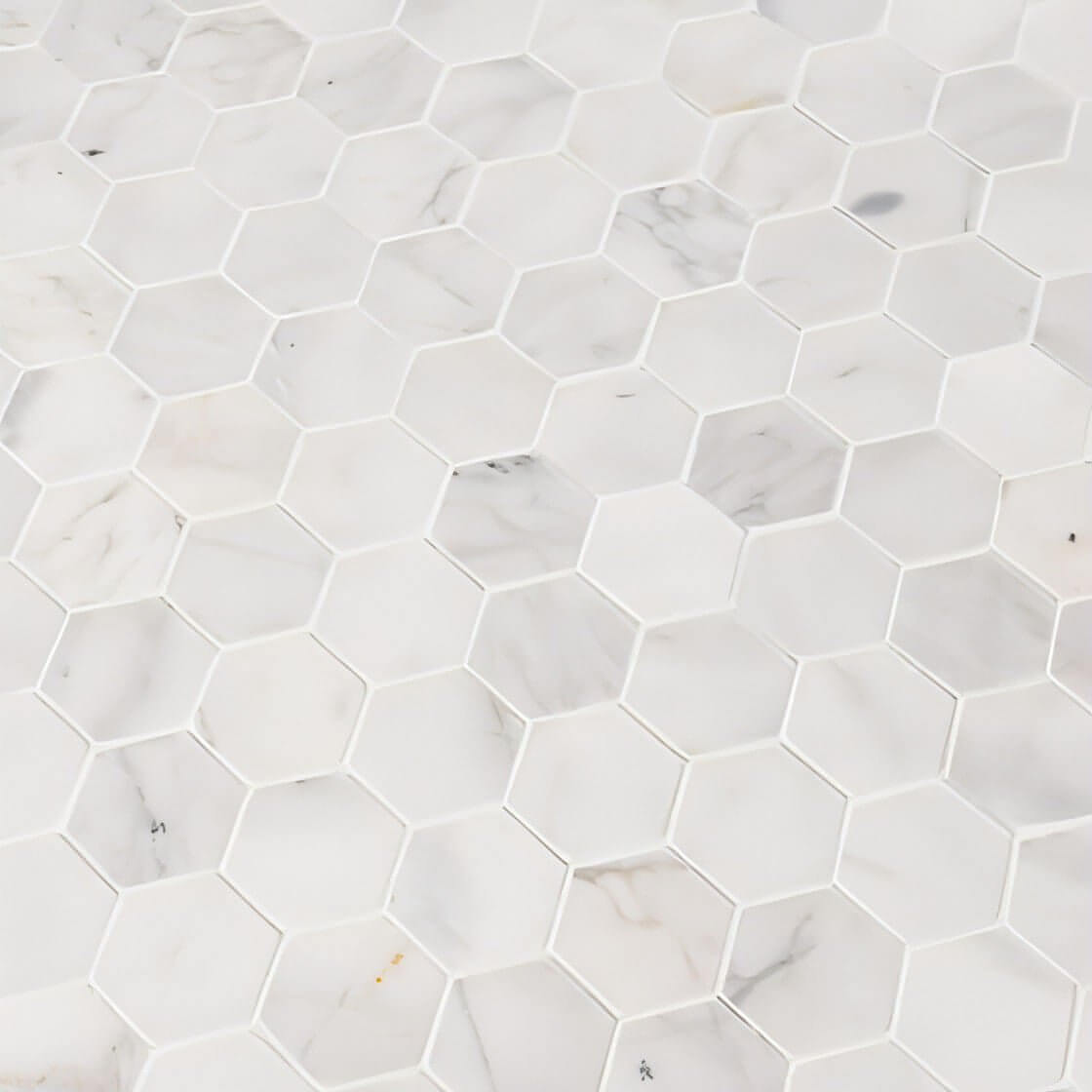 MSI Calacatta Cressa 2" Hexagon 12x12x 10mm Honed Marble Mosaic