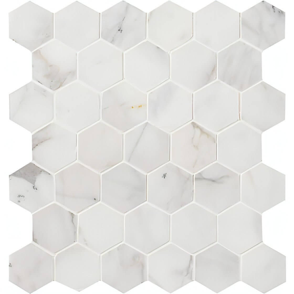 MSI Calacatta Cressa 2" Hexagon 12x12x 10mm Honed Marble Mosaic