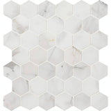 MSI Calacatta Cressa 2" Hexagon 12x12x 10mm Honed Marble Mosaic
