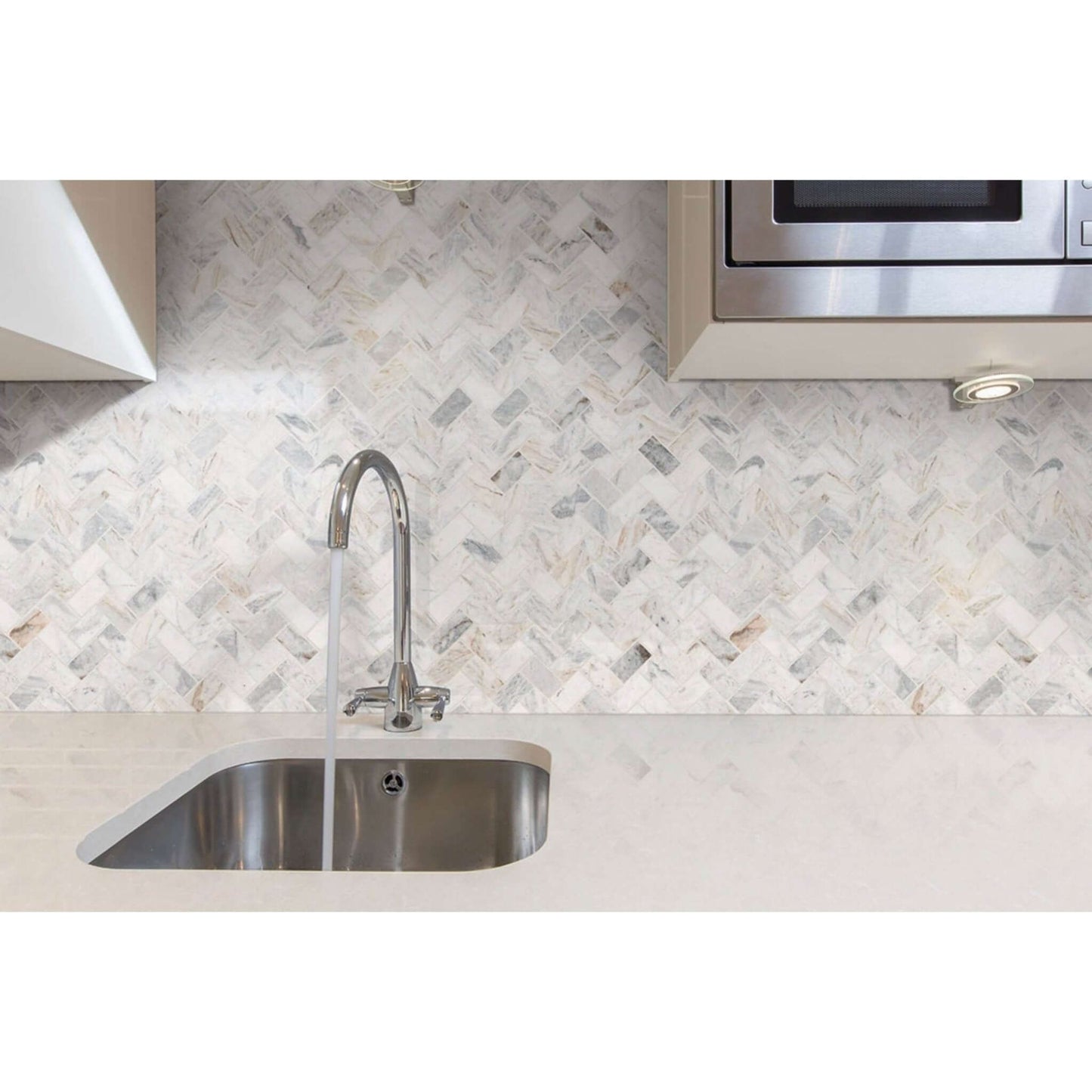 MSI Capri Blue 1x2 Herringbone Honed Mosaic Tile