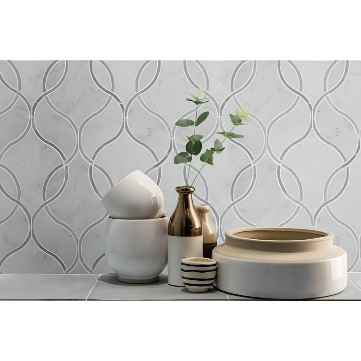 MSI Carrara White Ellipsis 8.66 in. x 11.63 in. x 10mm Polished